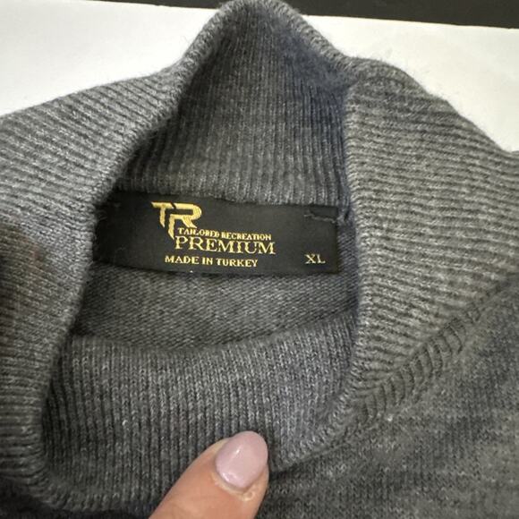 Tailored Recreation Premium Sweater Mens XL Grey Wool Blend Mock Neck Fitted NWT - Picture 5 of 8
